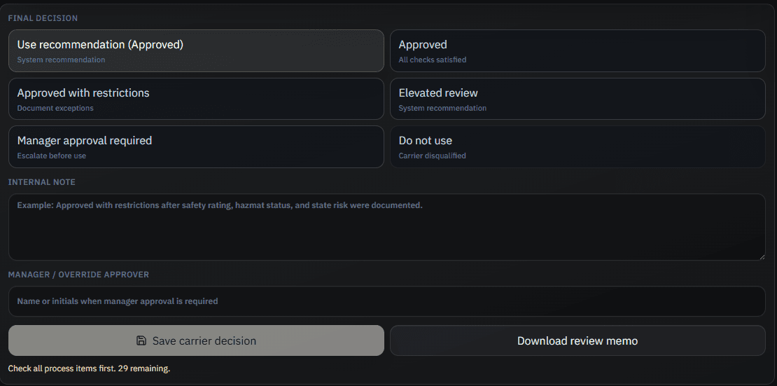 Save the decision trail screenshot